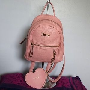 Juicy Couture Barbie Pink Backpack w/ Matching Heart Chain Pouch/Wallet